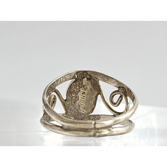 Blue Opal Open Work Southwest Style Sterling Silver 925 Vintage Ring - sz 5.5 - Picture 6 of 16